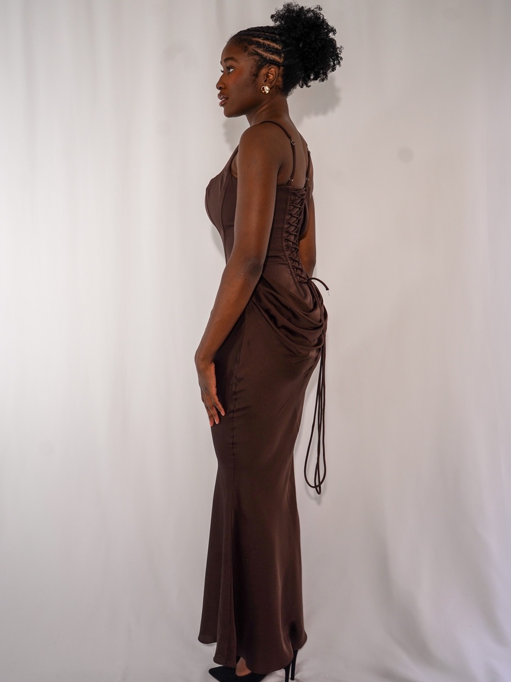 Chocolate Brown Corset Maxi Dress | Wedding Guest | Bridesmaid